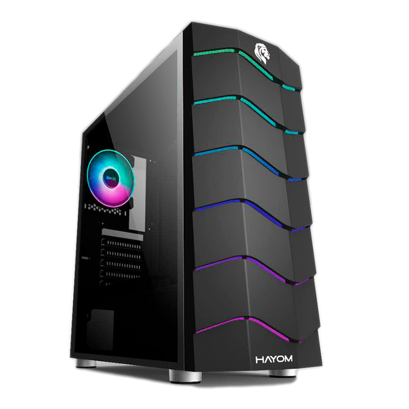 Gabinete Gamer Hayom Linhas LED Frontal LAT Vidro - GB1711